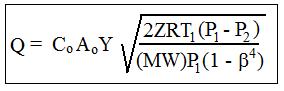 Equation for orifice gas flow calculation excel spreadsheets